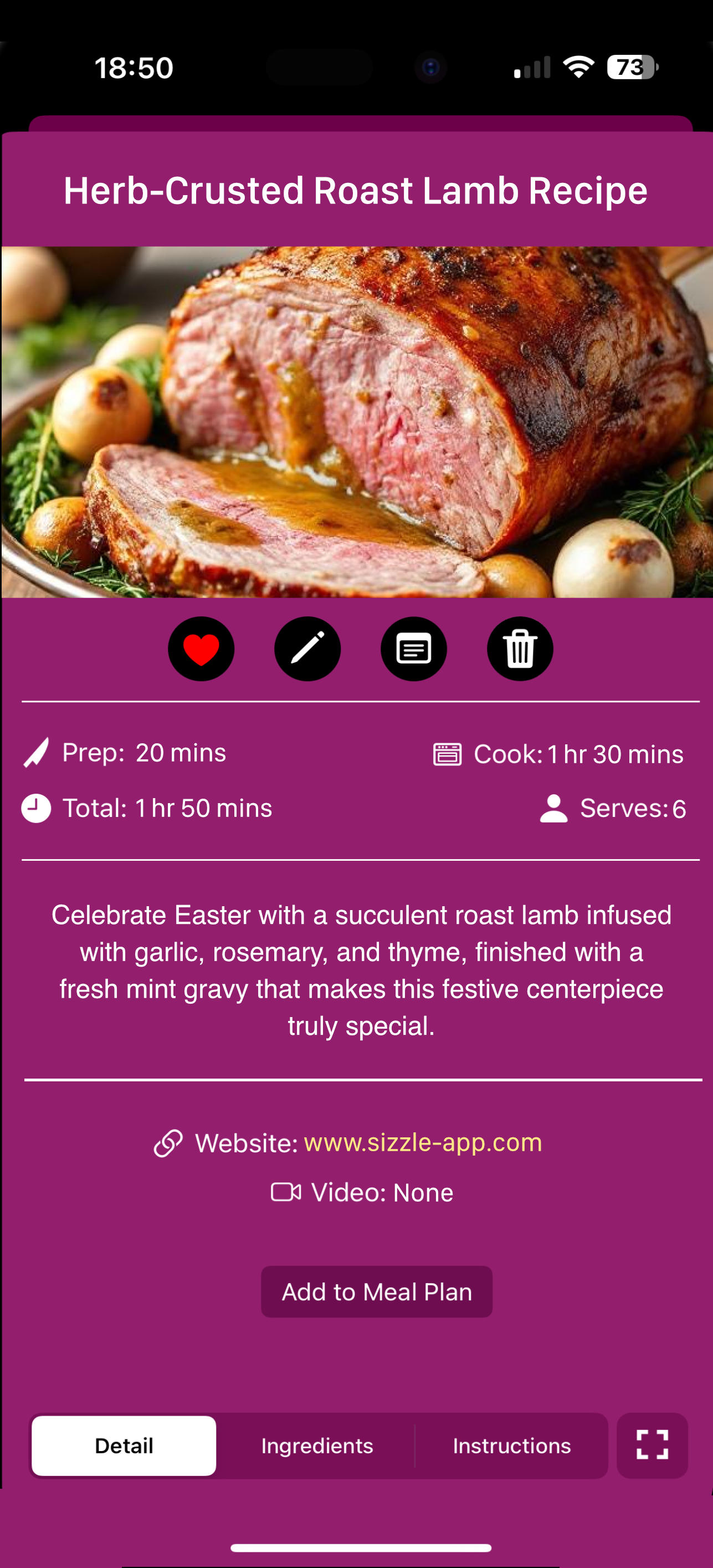 Herb Crusted Roast Lamb